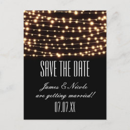 Amber Glow Slinger Lichtjes Save the Date Ansichtk Aankondigingskaart
