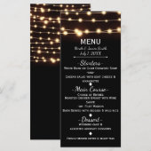 Amber Glow Slingerlichten Elegant Trouwmenu Menu (Voorkant / Achterkant)