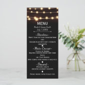 Amber Glow Slingerlichten Elegant Trouwmenu Menu (Staand voorkant)