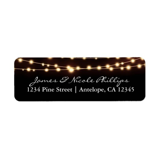 Amber Glow Slingerlichten Elegante Adreslabels Etiket (Voorkant)