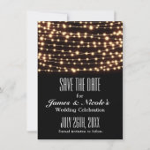 Amber Glow Slingerlichten Save The Date Kaart (Voorkant)