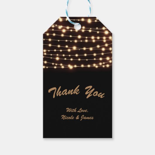 Amber Glow String Lights Elegant Glam Party Favor Cadeaulabel (Voorkant)