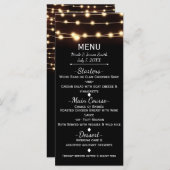 Amber Glow String Lights Elegant Wedding Menu (Voorkant / Achterkant)