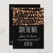 Amber Glow String Lights Opslaan Datum Briefkaart (Voorkant / Achterkant)