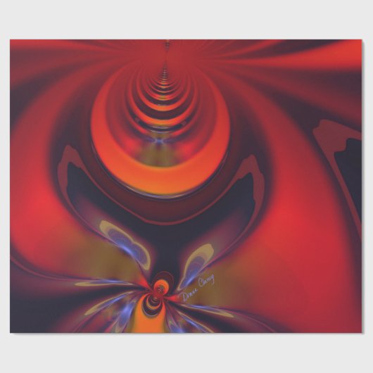 Amber Godin, Abstracte Oranje en Gouden Hartstocht Cadeaupapier (Vlak)