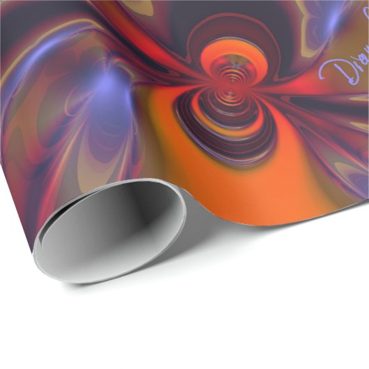 Amber Godin, Abstracte Oranje en Gouden Hartstocht Cadeaupapier (Rol Hoek)