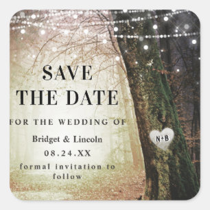 Amber Gold Evermore Enchanted Forest Save The Date Vierkante Sticker