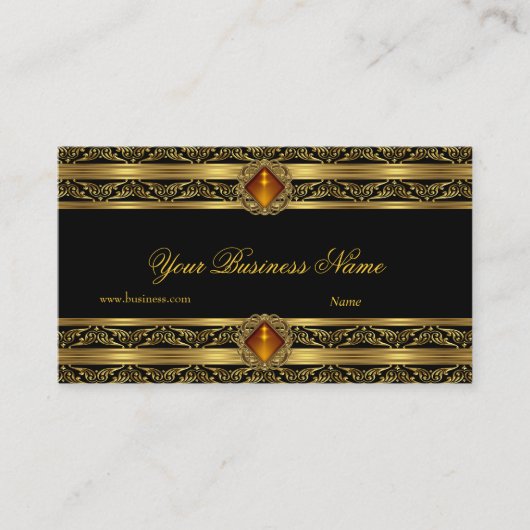  Amber Gold Zwart Elegant Classy Jewel Afbeelding Visitekaartje (Voorkant)