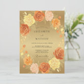Amber Gouden Ranunculus Eucalyptus Bruiloft Kaart (Staand voorkant)