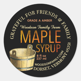 Amber Gradient Maple Syrup Label met Sap Bucket