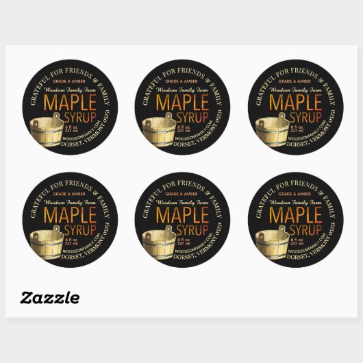 Amber Gradient Maple Syrup Label met Sap Bucket (Vel)