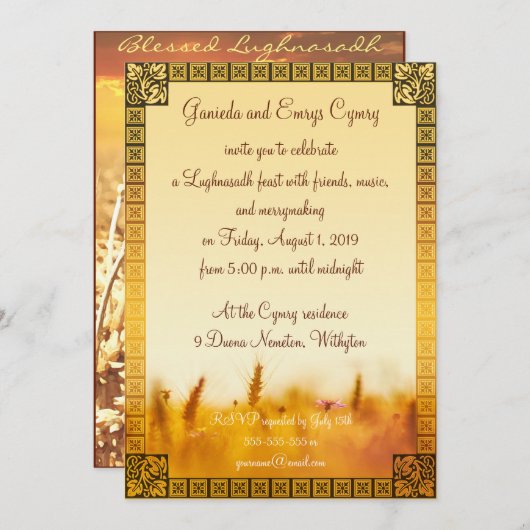 Amber Grainfield Lughnasadh Uitnodiging (Voorkant / Achterkant)