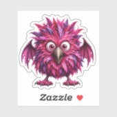 Amber - Grote Ogen Gevederd Whimsical Monster Sticker (Vel)