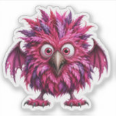 Amber - Grote Ogen Gevederd Whimsical Monster Sticker (Voorkant)