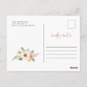 AMBER Herfst White Pumpkin and Floral Thanksgiving Briefkaart (Achterkant)