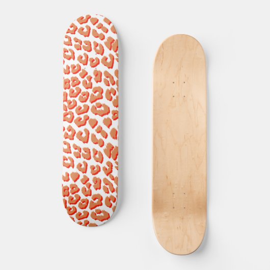 Amber Kleur en Witte Luipaardprint Persoonlijk Skateboard (Voorkant)