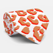 Amber Kleur en Witte Luipaardprint Stropdas (Opgerold)