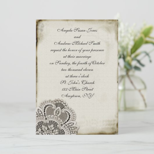 Amber  Lace Invitation Kaart (Staand voorkant)