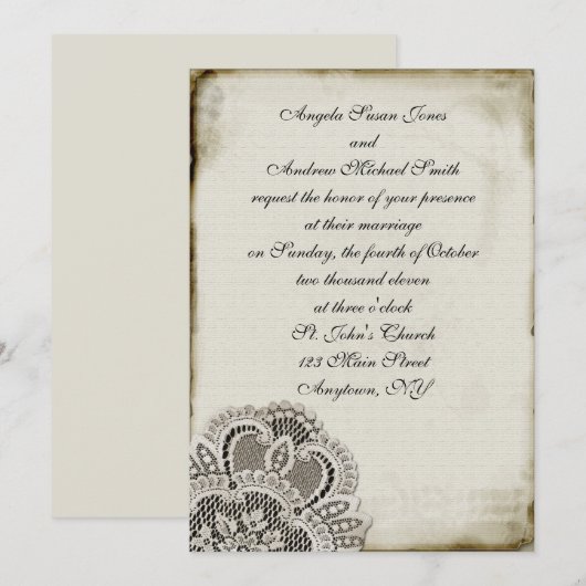 Amber Lace Invitation Kaart (Voorkant / Achterkant)