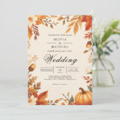 Amber Leaf Autumn Arch Wedding Kaart (Staand voorkant)
