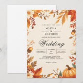Amber Leaf Autumn Arch Wedding Kaart (Voorkant / Achterkant)