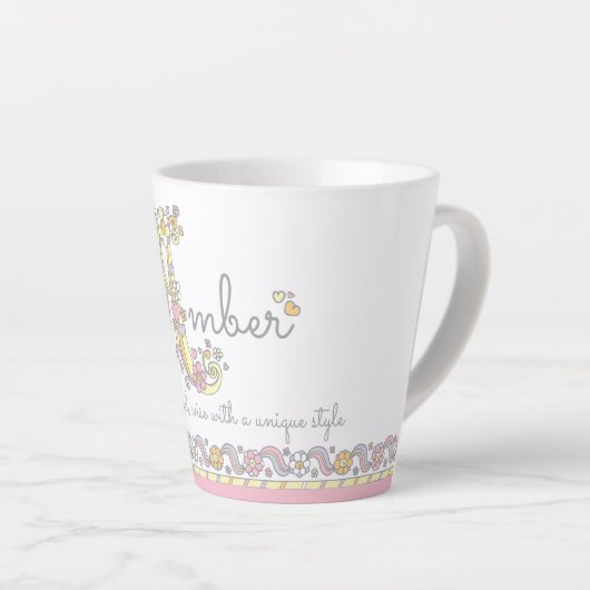 Amber letter A naam monogram Latte Mok (Rechterhoek)