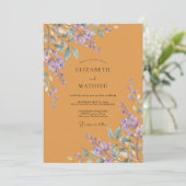 Amber Levendige Wisteria Bruiloft Kaart (Staand voorkant)