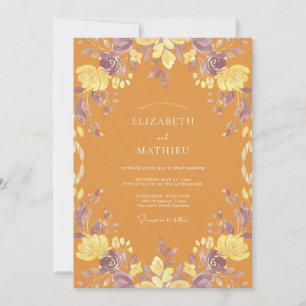 Amber Lilaak Wilde Bloemen Bruiloft Kaart