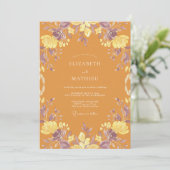Amber Lilaak Wilde Bloemen Bruiloft Kaart (Staand voorkant)