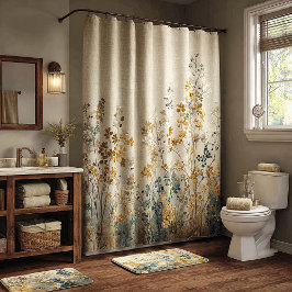 Amber meadow floral douchegordijn