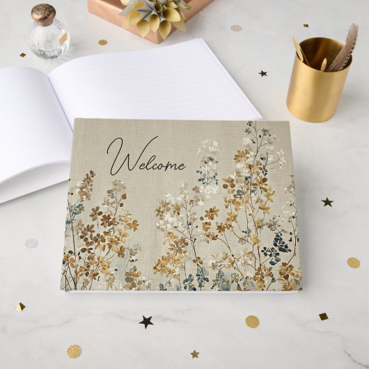 Amber meadow floral gastenboek (Voorkant open)