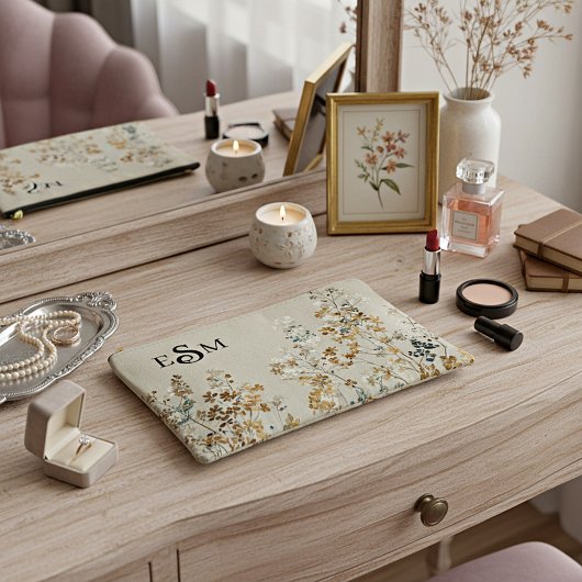 Amber meadow floral monogram etui