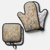 Amber meadow floral ovenwant & pannenlap set (Voorkant / Achterkant)