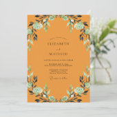 Amber Mint Bladerige Trouw Kaart (Staand voorkant)
