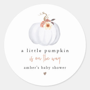 AMBER Modern Rustic Little Pumpkin-Baby shower Ronde Sticker
