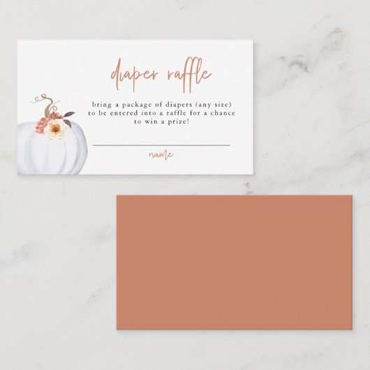 AMBER Modern Rustic Little Pumpkin Diaper Raffle Plaatskaartje (Voorkant / Achterkant)