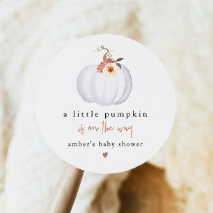 AMBER Moderne Rustieke Kleine Pompoen Baby Shower Ronde Sticker