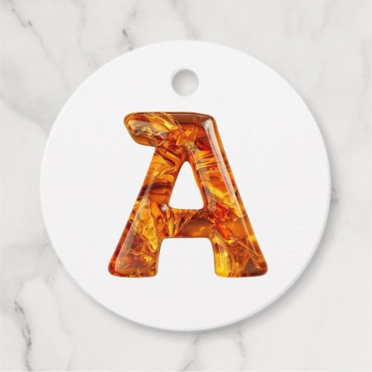 Amber Monogram A Ornament – ontwerp Bedankjes Labels (Voorkant)
