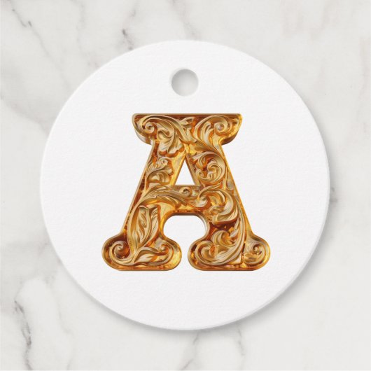 Amber Monogram A Ornament – ontwerp Bedankjes Labels (Voorkant)