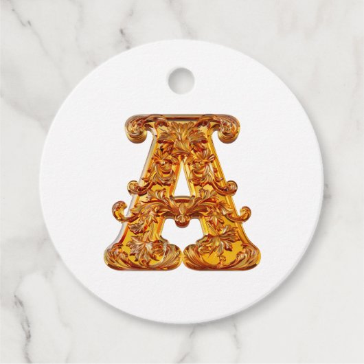 Amber Monogram A Ornament – ontwerp Bedankjes Labels (Voorkant)