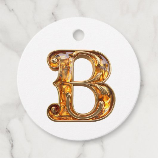 Amber Monogram B Ornament – ontwerp Bedankjes Labels (Voorkant)
