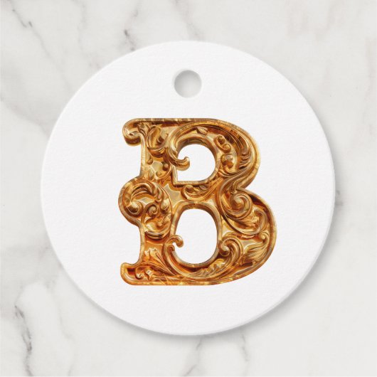 Amber Monogram B Ornament – ontwerp Bedankjes Labels (Voorkant)