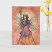 Amber Moon Fantasy Fairy Art beroemd gemaakt door  Kaart (Gele Bloem)
