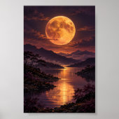Amber Moonrise Kunstprint Poster (Voorkant)