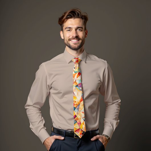 Amber Mosaic Abstract Art Stropdas