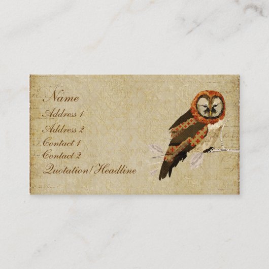 Amber Mums Owl Visitekaartje/Labels Visitekaartje (Voorkant)