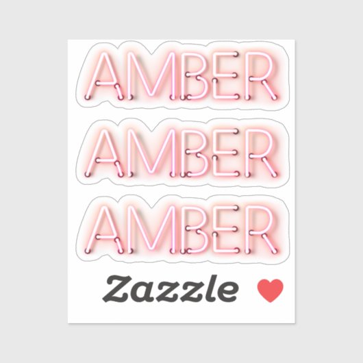 Amber naam in gloeiende neonverlichting x3 sticker (Vel)
