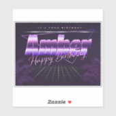 Amber Name Vorname lila retro Sticker Geburtstag (Vel)
