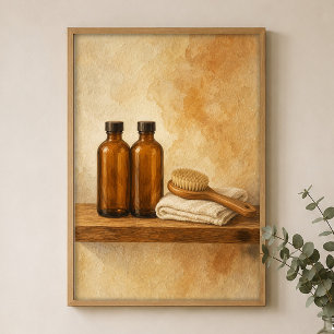 Amber Olie Flessen Waterverf Farmhouse Kunst Poste Poster