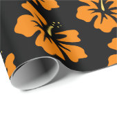 Amber op Black Hibiscus Cadeaupapier (Rol Hoek)